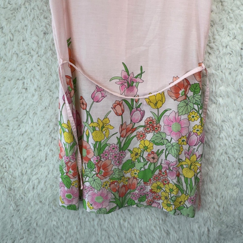 Beco Originals VTG Dress Womens M Pink Floral Button Front Retro 70s Sleeveless - Picture 13 of 14